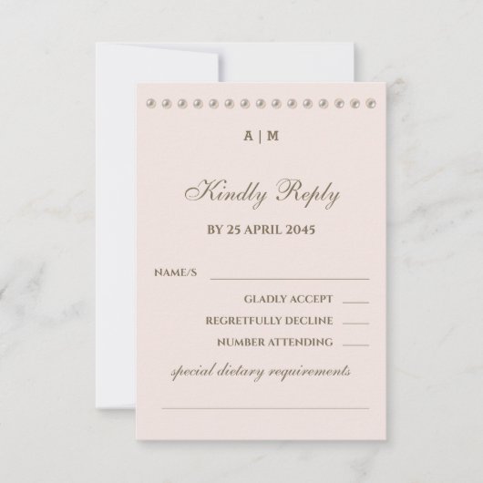 Dusty Pink Pearl Christian Wedding RSVP Card (正面)