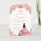 Dusty Pink Princess Floral Quinceañera Program プログラム (正面)