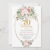 Dusty Pink Printable 70th Birthday Invitation 招待状 (正面)