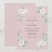 Dusty Pink Pristine Spring Wedding 招待状 (正面/裏面)