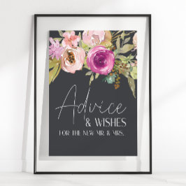 Dusty Pink Purple Floral Card & Gifts Sign ポスター