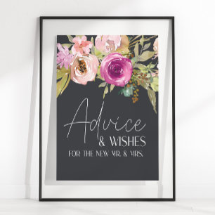 Dusty Pink Purple Floral Card & Gifts Sign ポスター