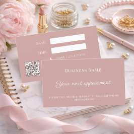 Dusty pink QR customer client appointment card 割引カード