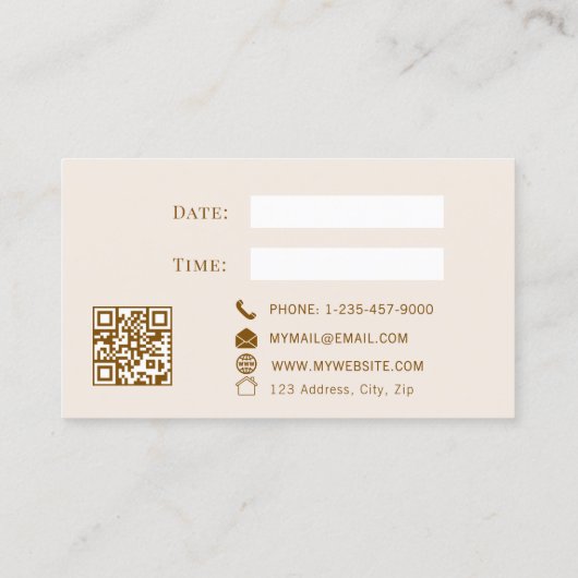 Dusty pink QR customer client appointment card 割引カード (裏面)