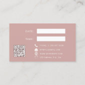Dusty pink QR customer client appointment card 割引カード (裏面)