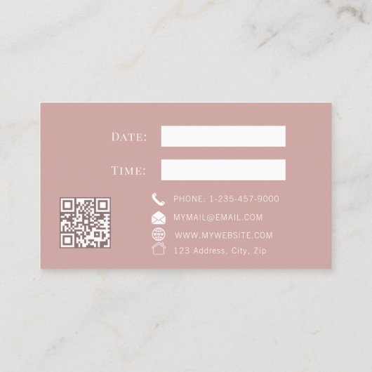 Dusty pink QR customer client appointment card 割引カード (裏面)