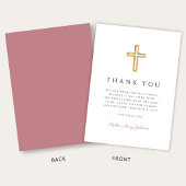 Dusty Pink Religious Cross Girl Confirmation サンキューカード