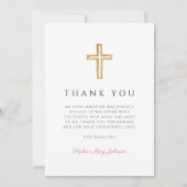 Dusty Pink Religious Cross Girl Confirmation サンキューカード (正面)