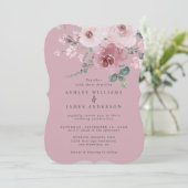 Dusty Pink Rose Bleached Mauve Wedding 招待状 (スタンド正面)