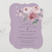 Dusty Pink Rose Fair Orchid Wedding 招待状 (正面/裏面)