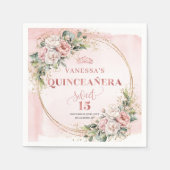 Dusty Pink Rose Gold Quinceañera Party Napkins スタンダードカクテルナプキン (正面)