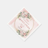 Dusty Pink Rose Gold Quinceañera Party Napkins スタンダードカクテルナプキン (角)