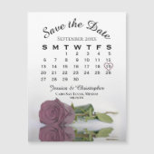 Dusty Pink Rose Save the Date Calendar Magnet (正面)