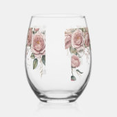  Dusty Pink Rose Wedding Toast Wine Glass ステムなしワイングラス (左)