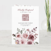 Dusty Pink Roses All in One QR Code Wedding 招待状 (裏面)