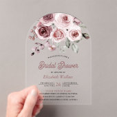 Dusty Pink Roses Bridal Shower アクリル招待状 (インサイチュ (ポータブル))