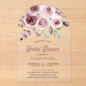 Dusty Pink Roses Bridal Shower アクリル招待状 (正面)