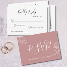 Dusty Pink RSVPの応答結婚カード