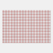 Dusty Pink Rustic Gingham ラッピングペーパーシート (正面3)