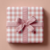 Dusty Pink Rustic Gingham ラッピングペーパー
