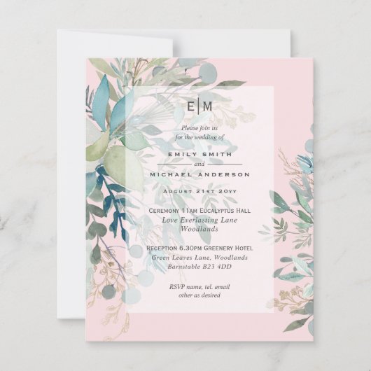 Dusty Pink Sageの式結婚と披露宴請求書 (正面)