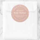 Dusty Pink Script Handmade Body Butter Label ラウンドシール (バッグ)