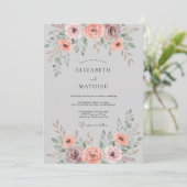 Dusty Pink Soft Floral Wedding 招待状 (スタンド正面)