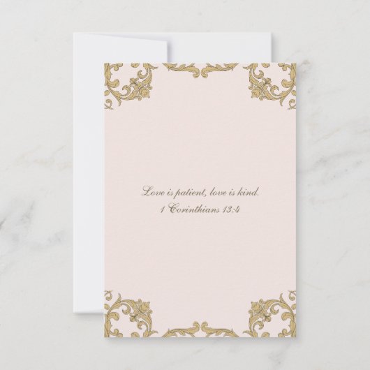 Dusty Pink Victorian Christian Wedding RSVP Card  (裏面)