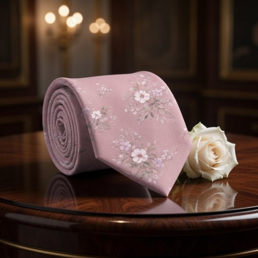 Dusty Pink Vintage Floral ネクタイ
