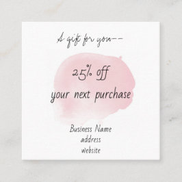 Dusty Pink Watercolor Discount Rewards スクエア名刺