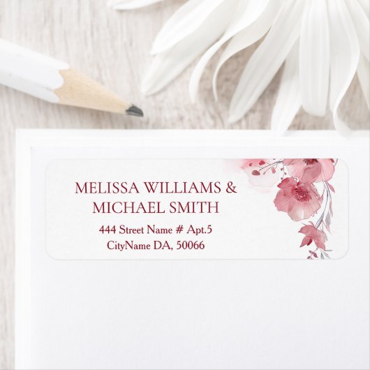 Dusty Pink Watercolor Flower |  Wedding ラベル (インサイチュ)