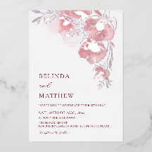 Dusty Pink Watercolor Flowers White Silver