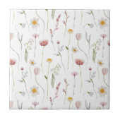 Dusty Pink Watercolor Wildflower タイル (正面)