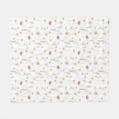 Dusty Pink Watercolor Wildflower フリースブランケット (正面(横))