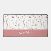 Dusty Pink Watercolor Wildflower Monogram Name デスクマット (正面)