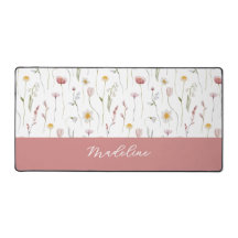 Dusty Pink Watercolor Wildflower Monogram Name