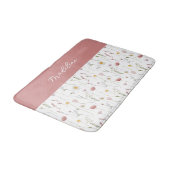 Dusty Pink Watercolor Wildflower Monogram Name バスマット (アングル)