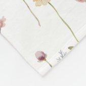 Dusty Pink Watercolor Wildflower Name フリースブランケット (角)