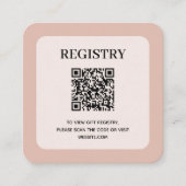 Dusty Pink Wedding Registry QR Code エンクロージャーカード (正面)