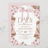  Dusty Pink Whimsical Baby Shower  招待状 (正面/裏面)