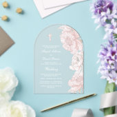 Dusty Pink White Peonies Arch Wedding アクリル招待状 (インサイチュ (ウェディング))