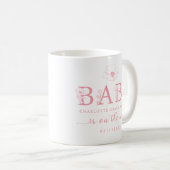 Dusty Pink Wildflower Baby Announcement Coffee Mug コーヒーマグカップ (正面右)