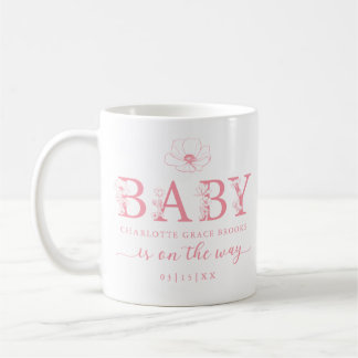 Dusty Pink Wildflower Baby Announcement Coffee Mug コーヒーマグカップ