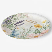 Dusty Pink Wildflower Baby in Bloom ペーパープレート (アングル)