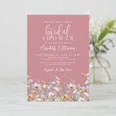 Dusty Pink Wildflower Bridal Shower 招待状 (スタンド正面)