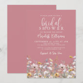 Dusty Pink Wildflower Bridal Shower 招待状 (正面/裏面)