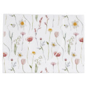 Dusty Pink Wildflower Watercolor ラージペーパーバッグ (裏面)