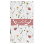 Dusty Pink Wildflower Watercolor Monogram スモールペーパーバッグ (裏面)