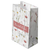 Dusty Pink Wildflower Watercolor Monogram スモールペーパーバッグ (裏面アングル)