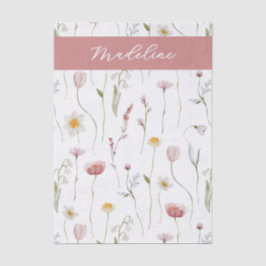 Dusty Pink Wildflower Watercolor Monogram 薄葉紙